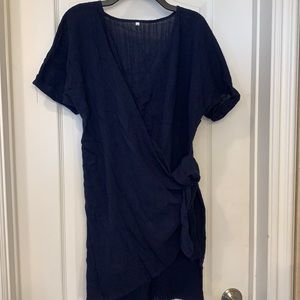 Navy blue ss wrap dress s/m